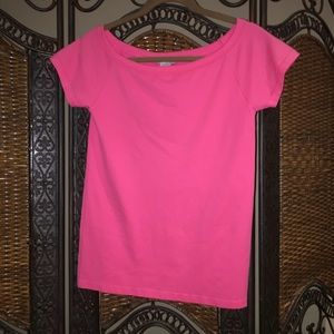 Hot pink stretch ballet neck top